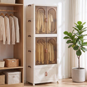 Darrahopens Home & Garden > Storage > Storage Boxes Artiss Foldable Storage Cabinet Stackable Wardrobe Box Clear Magnetic Door White In Australia - Darrahopens