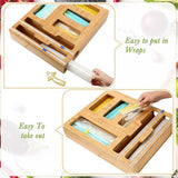 Darrahopens Home & Garden > Storage > Storage Boxes Bamboo Kitchen Storage Box for Plastic Wrap Tin Foil Paper Cutter with Lid