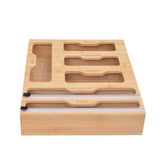 Darrahopens Home & Garden > Storage > Storage Boxes Bamboo Kitchen Storage Box for Plastic Wrap Tin Foil Paper Cutter with Lid