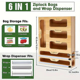 Darrahopens Home & Garden > Storage > Storage Boxes Bamboo Kitchen Storage Box for Plastic Wrap Tin Foil Paper Cutter with Lid
