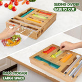 Darrahopens Home & Garden > Storage > Storage Boxes Bamboo Kitchen Storage Box for Plastic Wrap Tin Foil Paper Cutter with Lid