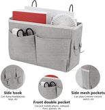 Darrahopens Home & Garden > Storage > Storage Boxes Bedside Organizer - Waterproof Canvas Bedside Organizer - Hanging Bedside Basket - For Home, Office & School Bedside Tables (Gray, White)