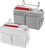 Darrahopens Home & Garden > Storage > Storage Boxes Bedside Organizer - Waterproof Canvas Bedside Organizer - Hanging Bedside Basket - For Home, Office & School Bedside Tables (Gray, White)