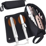 Darrahopens Home & Garden > Storage > Storage Boxes Black Premium Insulated Roll-Up Travel Case for Hair Styling Tools & Blow Dryers with Muti-Pockets (18x5.5x5 Inch)