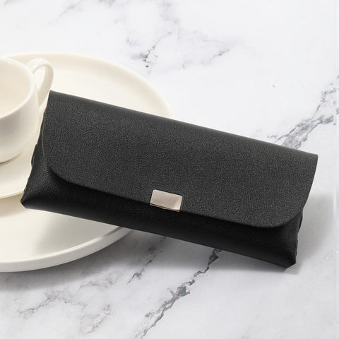 Darrahopens Home & Garden > Storage > Storage Boxes Black Sleek PU Leather Eyeglass Pouch Set (3-Pack) - Slim Protective Case for Sunglasses