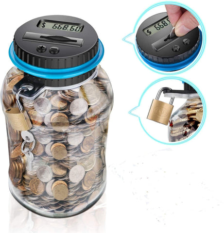 Darrahopens Home & Garden > Storage > Storage Boxes Digital Counting Money Box with Lock - AUD Australian Coin Compatible Piggy Bank for Kids & Adults (7.95x4.45in)