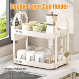 Darrahopens Home & Garden > Storage > Storage Boxes Double Layer Shelf Storage Rack for Water Cups Tea Cups Organizer Kitchen Rack