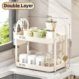 Darrahopens Home & Garden > Storage > Storage Boxes Double Layer Shelf Storage Rack for Water Cups Tea Cups Organizer Kitchen Rack