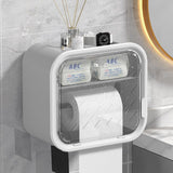Darrahopens Home & Garden > Storage > Storage Boxes Grey Wall Mounted Dual Layer Bathroom Tissue Box Holder with Storage Drawer Waterproof Dispenser for Toilet Paper and Tissues