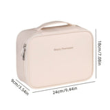 Darrahopens Home & Garden > Storage > Storage Boxes High-capacity multi-layer travel makeup organizer, featuring removable compartments and a brush holder—a portable beauty case, elegantly painted storage box, designed as a standalone unit, no assembly required.（WHITE）