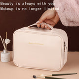 Darrahopens Home & Garden > Storage > Storage Boxes High-capacity multi-layer travel makeup organizer, featuring removable compartments and a brush holder—a portable beauty case, elegantly painted storage box, designed as a standalone unit, no assembly required.（mocha brown）