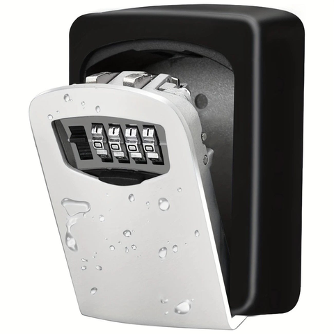 Darrahopens Home & Garden > Storage > Storage Boxes Household Wall-Mounted Key Box, Waterproof Secure Key Lockbox with Combination Lock, Large-Capacity Outdoor Key Safe for Storing Spare House Keys.grey