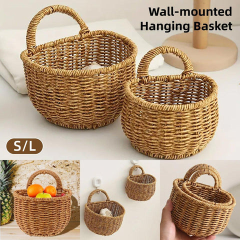 Darrahopens Home & Garden > Storage > Storage Boxes Imitation Rattan Woven Storage Basket Shelf Organizer Wash Rack for Home Decor - Small
