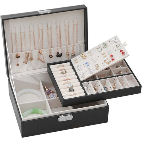 Darrahopens Home & Garden > Storage > Storage Boxes Jewelry Storage Box PU Leather Jewelry Box (Black)