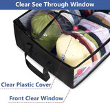 Darrahopens Home & Garden > Storage > Storage Boxes Large Capacity Foldable Hat Organizer Storage Box with Clear See-Through Window for Baseball Caps, Clothes, Toys, and Books, Underbed and Closet Container (Black)
