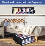 Darrahopens Home & Garden > Storage > Storage Boxes Large Capacity Foldable Hat Organizer Storage Box with Clear See-Through Window for Baseball Caps, Clothes, Toys, and Books, Underbed and Closet Container (Black)