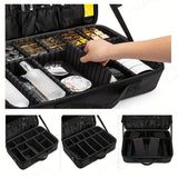 Darrahopens Home & Garden > Storage > Storage Boxes **Large Waterproof Makeup Organizer: Adjustable Dividers, Detachable Brush Holder, Multi-Compartment Design, Portable & Moisture-Resistant, Professional Cosmetic Storage Case**