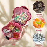 Darrahopens Home & Garden > Storage > Storage Boxes Mini Pill Box - Portable Jewelry Box - Flower-Shaped Storage Box - For storing small accessories - Suitable for boys and girls (Pink)