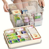 Darrahopens Home & Garden > Storage > Storage Boxes Multi-Layer Large Capacity Home Medicine Box｜Compartment Storage for Emergency & Backup, Shockproof Design for Quick, Hassle-Free Access（translucent gray）