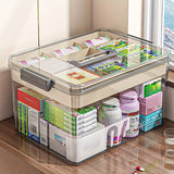 Darrahopens Home & Garden > Storage > Storage Boxes Multi-Layer Large Capacity Home Medicine Box｜Compartment Storage for Emergency & Backup, Shockproof Design for Quick, Hassle-Free Access（transparent tea）