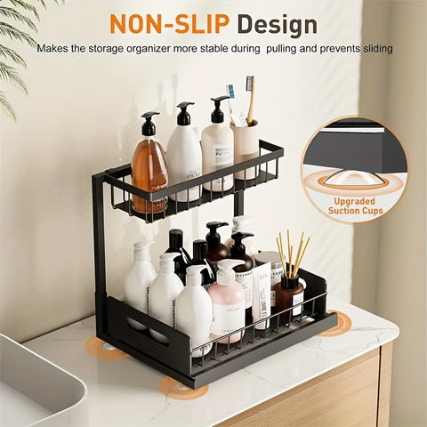 Darrahopens Home & Garden > Storage > Storage Boxes Not Designed for Design, But Designed for Life: Heavy-Duty Metal Frame Holds 50 lbs, Honeycomb Grid Prevents Water Accumulation, Non-Slip Upgraded Suction Cups for Stable Multi-Scenario Storage(Black)
