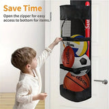 Darrahopens Home & Garden > Storage > Storage Boxes Over-the-Door Hanging Sports Gear Organizer With Zipper for Easy-Access to Bottom - Heavy-Duty Mesh Storage Bag for Balls & Kids' Toys