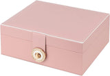 Darrahopens Home & Garden > Storage > Storage Boxes Pink Jewelry Organizer Large 3-Layer Stackable PU Leather Box for Necklaces Earrings Bracelets Rings Pink