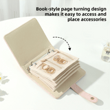 Darrahopens Home & Garden > Storage > Storage Boxes Pink Nappa Leather Anti-Oxidation Jewelry Storage Book with 5 Velvet Pouches - Compact Organizer for Watches, Earrings, Rings & Gold Ornaments