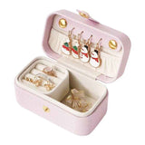 Darrahopens Home & Garden > Storage > Storage Boxes Pink Waterproof PU Leather Jewelry Travel Case with Removable Ring Tray, Portable Mini Jewelry Organizer Box for Rings Earrings Necklaces Lipstick