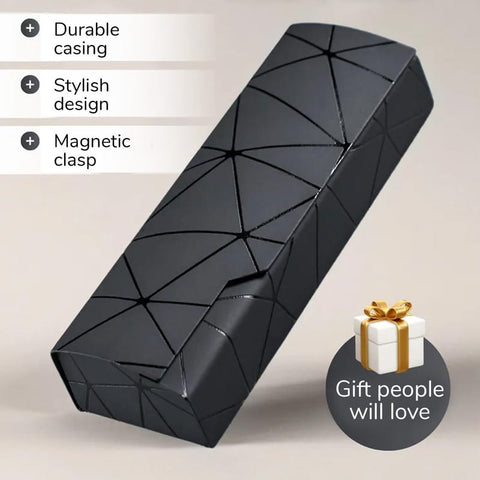 Darrahopens Home & Garden > Storage > Storage Boxes Premium Eyeglass Case - Retro Japanese Style - Sunglass Storage - Fashionable Geometric Pattern - Stylish Eyeglass Case - Durable and Shock-Resistant - Unisex - Black