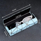 Darrahopens Home & Garden > Storage > Storage Boxes Premium Eyeglass Case - Retro Japanese Style - Sunglass Storage - Fashionable Geometric Pattern - Stylish Eyeglass Case - Durable and Shock-Resistant - Unisex - Blue