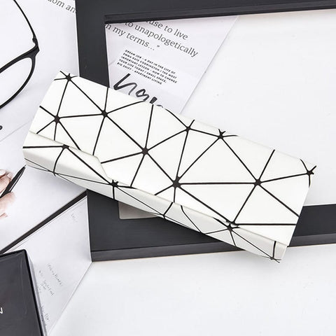 Darrahopens Home & Garden > Storage > Storage Boxes Premium Eyeglass Case - Retro Japanese Style - Sunglass Storage - Fashionable Geometric Pattern - Stylish Eyeglass Case - Durable and Shock-Resistant - Unisex - White