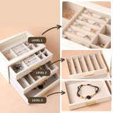 Darrahopens Home & Garden > Storage > Storage Boxes PU Leather Jewellery 3 Level Storage Box Drawer Organiser Gift