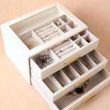 Darrahopens Home & Garden > Storage > Storage Boxes PU Leather Jewellery 3 Level Storage Box Drawer Organiser Gift