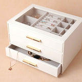 Darrahopens Home & Garden > Storage > Storage Boxes PU Leather Jewellery 3 Level Storage Box Drawer Organiser Gift