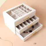 Darrahopens Home & Garden > Storage > Storage Boxes PU Leather Jewellery 3 Level Storage Box Drawer Organiser Gift