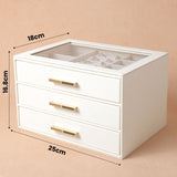 Darrahopens Home & Garden > Storage > Storage Boxes PU Leather Jewellery 3 Level Storage Box Drawer Organiser Gift