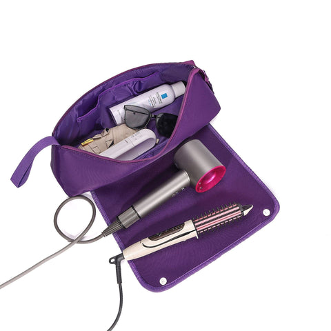 Darrahopens Home & Garden > Storage > Storage Boxes Purple Premium Insulated Roll-Up Travel Case for Hair Styling Tools & Blow Dryers with Muti-Pockets (18x5.5x5 Inch)