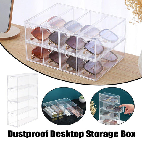 Darrahopens Home & Garden > Storage > Storage Boxes Stackable Acrylic Glasses Sunglasses Display Box Four Layer Drawer Storage