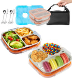Darrahopens Home & Garden > Storage > Storage Boxes Stainless Steel Snack Box Container with Ice Pack & Lunch Bag for Man & Women - Bento Lunch Box Kit for School,office,Work,Travel,Camping, Reusable Lunch Meal Prep Containers Compartment Leak-Proof
