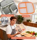 Darrahopens Home & Garden > Storage > Storage Boxes Stainless Steel Snack Box Container with Ice Pack & Lunch Bag for Man & Women - Bento Lunch Box Kit for School,office,Work,Travel,Camping, Reusable Lunch Meal Prep Containers Compartment Leak-Proof