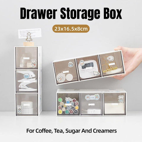 Darrahopens Home & Garden > Storage > Storage Boxes Storage Box 3Drawers DIY Desktop Plastic Transparent Coffee Sugar Jewelry Box