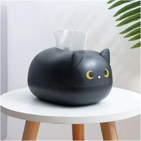Darrahopens Home & Garden > Storage > Storage Boxes Tissue Box - Tissue Box Organizer with Cat Print - Napkin Holder for the Living Room - Tissue Box for the Kitchen - Toilet Paper Holder for the Bathroom (Black，22*16*13cm)
