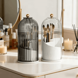 Darrahopens Home & Garden > Storage > Storage Boxes Transparent Rotating Makeup Brush Holder: 360° Rotation for Easy Access, Dust-Proof with Compartments, Neat and Portable(Transparent green）