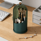 Darrahopens Home & Garden > Storage > Storage Boxes Transparent Rotating Makeup Brush Holder: 360° Rotation for Easy Access, Dust-Proof with Compartments, Neat and Portable(Transparent green）