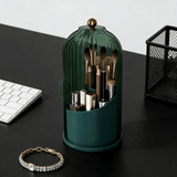 Darrahopens Home & Garden > Storage > Storage Boxes Transparent Rotating Makeup Brush Holder: 360° Rotation for Easy Access, Dust-Proof with Compartments, Neat and Portable(Transparent green）