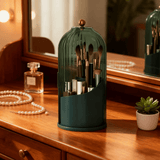 Darrahopens Home & Garden > Storage > Storage Boxes Transparent Rotating Makeup Brush Holder: 360° Rotation for Easy Access, Dust-Proof with Compartments, Neat and Portable(Transparent green）