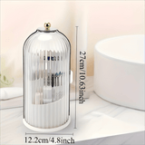 Darrahopens Home & Garden > Storage > Storage Boxes Transparent Rotating Makeup Brush Holder: 360° Rotation for Easy Access, Dust-Proof with Compartments, Neat and Portable(Transparent green）