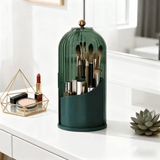 Darrahopens Home & Garden > Storage > Storage Boxes Transparent Rotating Makeup Brush Holder: 360° Rotation for Easy Access, Dust-Proof with Compartments, Neat and Portable(Transparent green）