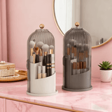 Darrahopens Home & Garden > Storage > Storage Boxes Transparent Rotating Makeup Brush Holder: 360° Rotation for Easy Access, Dust-Proof with Compartments, Neat and Portable(Transparent green）